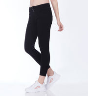 Blum Denim Women's (1920) Black High-Waist Skinny Fit Ankle-Length Knitted Jeans: Stylish Pencil Fit with Stretchable Comfort