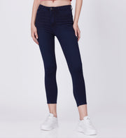 Blum Denim Women's (11851) Dark Blue Skinny Fit High Waist Knitted Denim Jeans: Elevate Your Style with Ankle-Length Comfort and Versatility