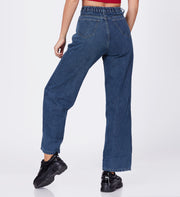 Blum Denim Women's (1639) Blue Straight Fit High Waist: Non-Stretchable Heavy Distressed Cotton Denim Jeans