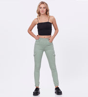 Blum Denim Women's (1612) Pista Skinny Fit High-Waist Cargo/Joggers: Ankle-Length Stretchable Knitted Denim Jeans for Effortless Style