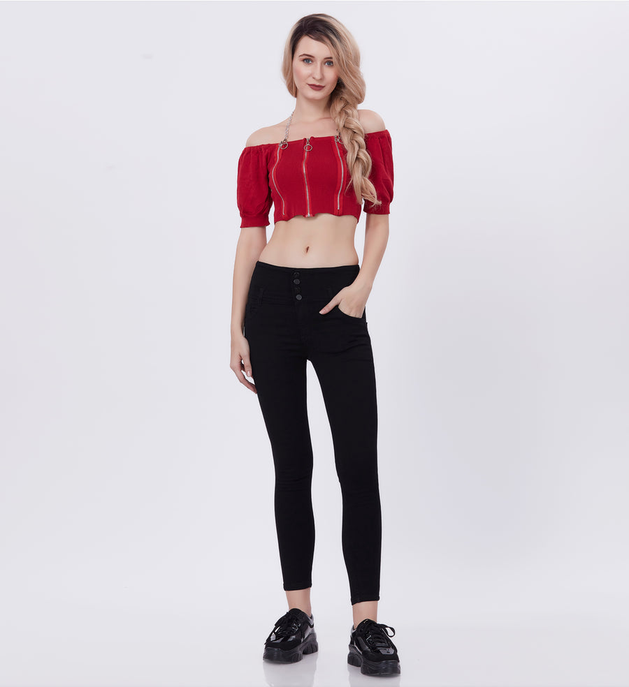 Buy Black Jeggings Stylish and Stretchable High Waist Ankle