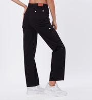 Blum Denim Women's (2603) Black Straight Fit High-Waist Cargo: Stretchable Knitted Denim Jeans for Effortless Style