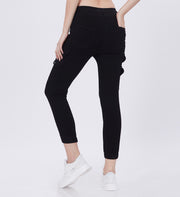 Blum Denim Women's (1820) Black Skinny Fit High-Waist Cargo/Joggers: Ankle-Length Stretchable Knitted Denim Jeans for Effortless Style