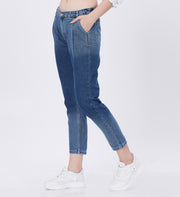 Blum Denim Women's (1637) Blue Mini Baggy Fit High Waist: Non-Stretchable Knitted Denim Jeans for Trendsetting Style