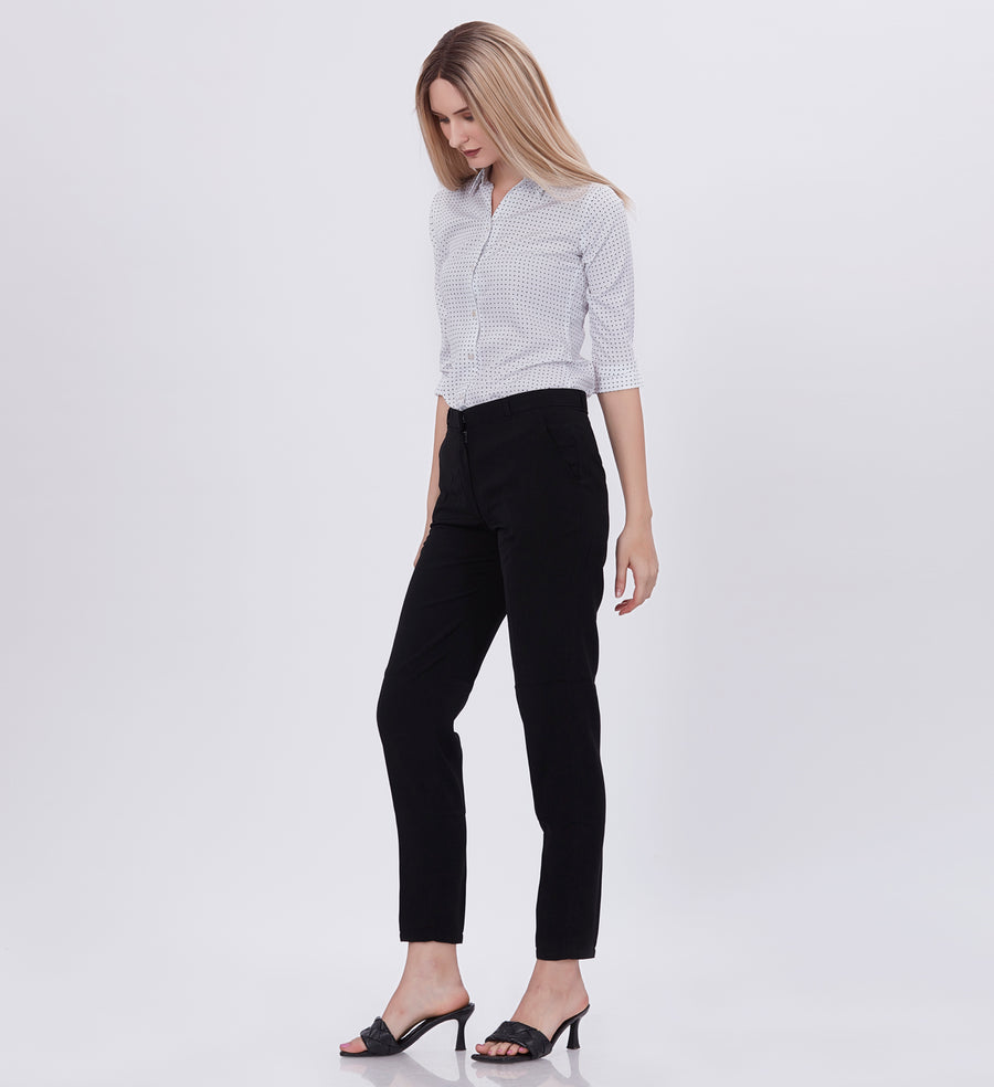 Blum Women's (1783) Black Four Way Roma Stretchable Formal Trousers: Elevate Your Professional Style