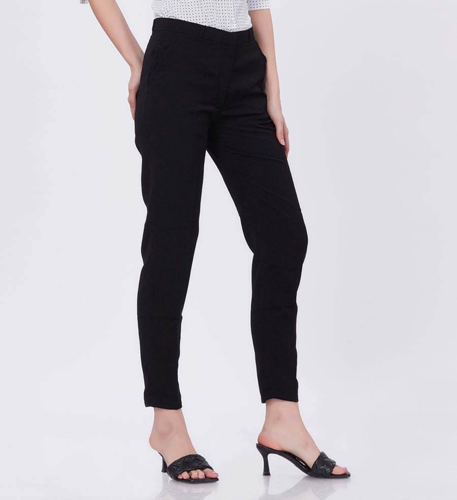 Blum Women's (1783) Black Four Way Roma Stretchable Formal Trousers: Elevate Your Professional Style