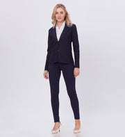 Blum Denim Women's (1315) Navy Blue Regular Fit Single Breasted Double Button Notch Collar Blazer