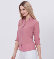 Blum Denim Women's (1001) Light Pink Formal Shirt with Shirt Collar, 3/4 Sleeves, in Pink Maska Killer Fabric