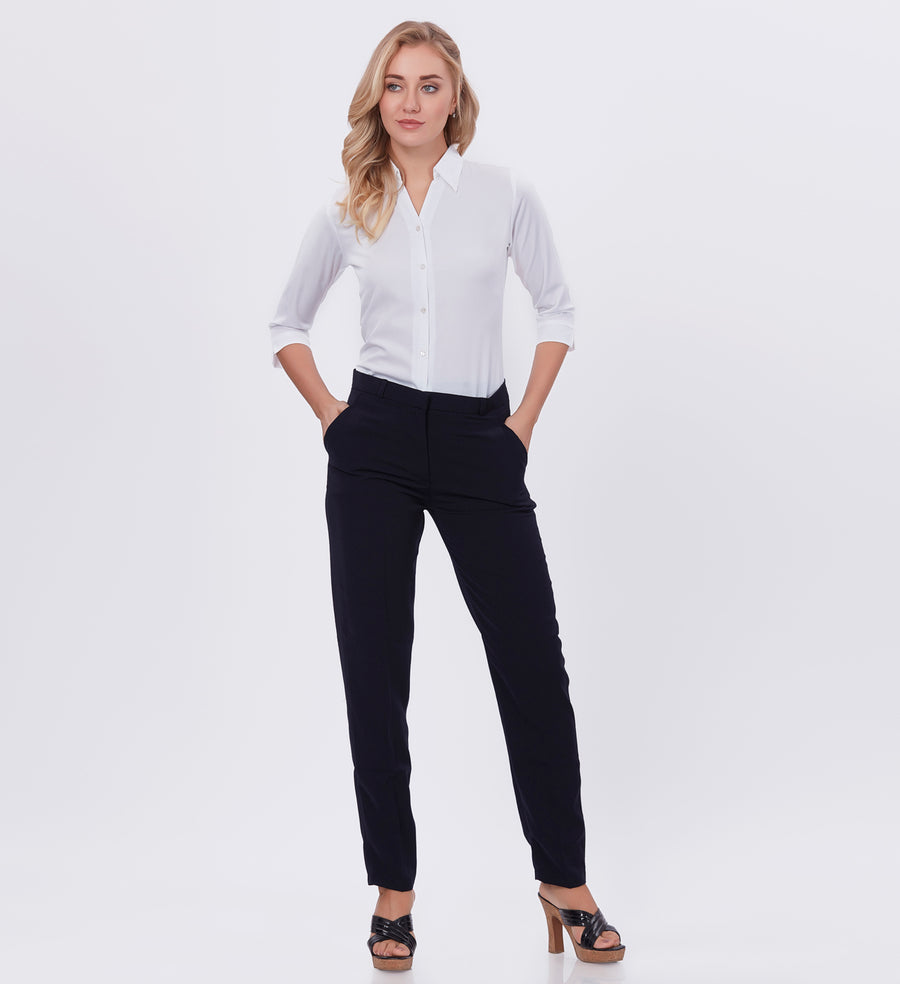 Blum Denim Women's (1301) Black Regular Fit Solid Formal Casual Trousers