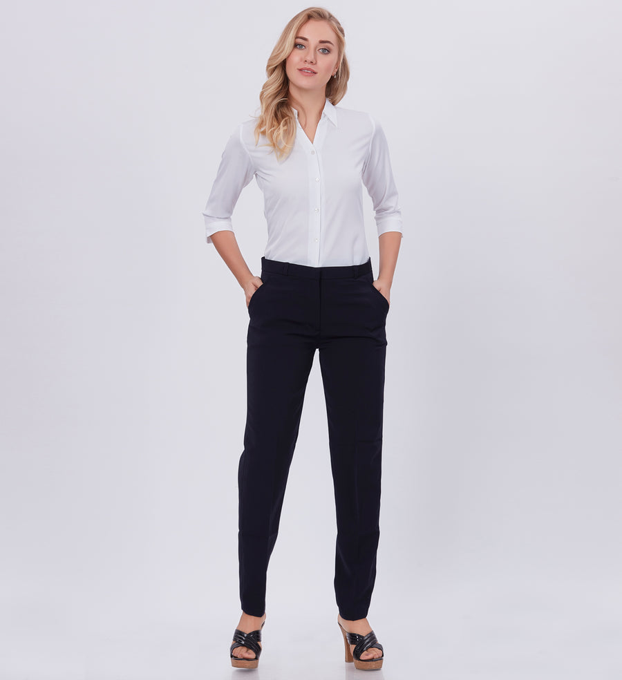 Blum Denim Women's (1301) Black Regular Fit Solid Formal Casual Trousers