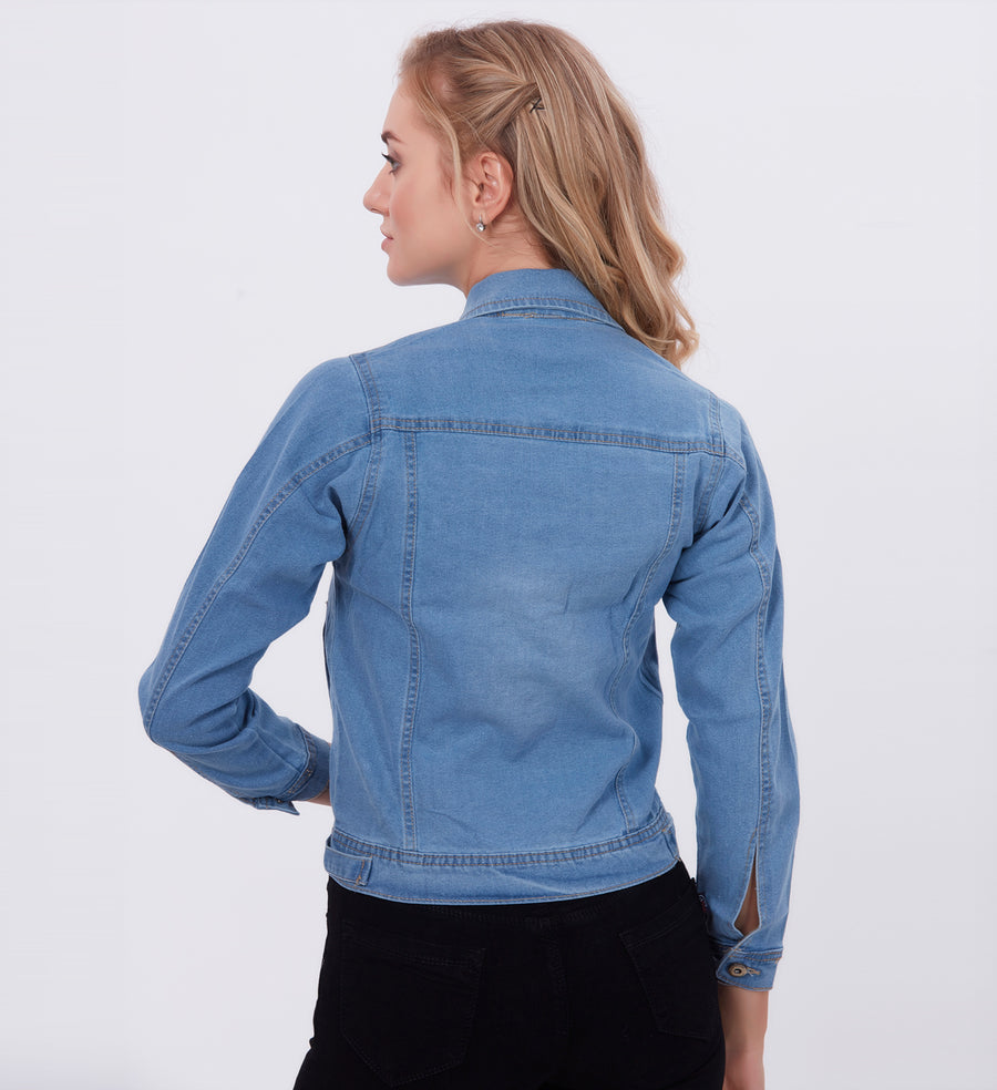 Blum Denim Women's (1600) Stone Ice Non-Stretchable Knitted Denim Jacket: Timeless Style, Modern Comfort