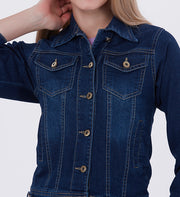 Blum Denim Women's (1600) Dark Blue Non-Stretchable Knitted Denim Jacket: Timeless Style, Modern Comfort