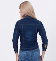 Blum Denim Women's (1600) Dark Blue Non-Stretchable Knitted Denim Jacket: Timeless Style, Modern Comfort