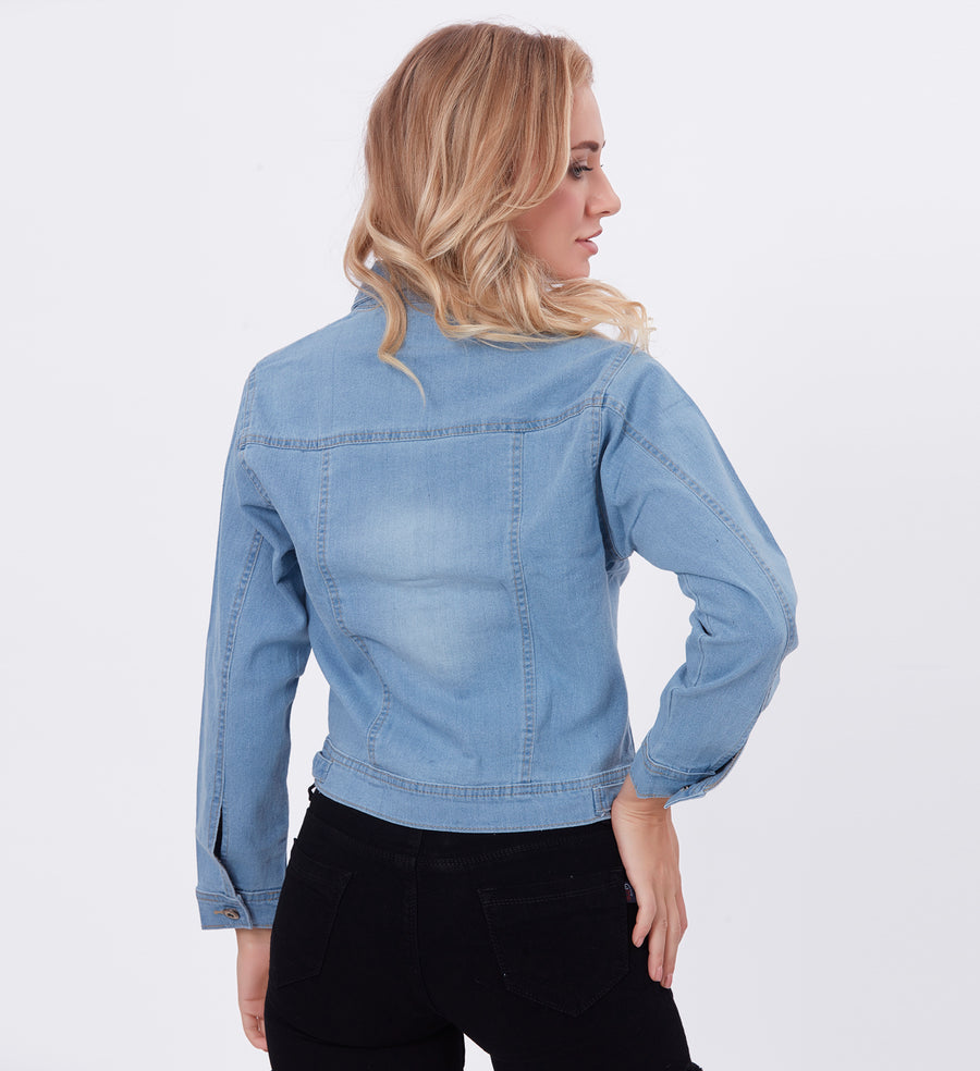 Blum Denim Women's (1496) Blue Non-Stretchable Knitted Denim Jacket: Timeless Style, Modern Comfort